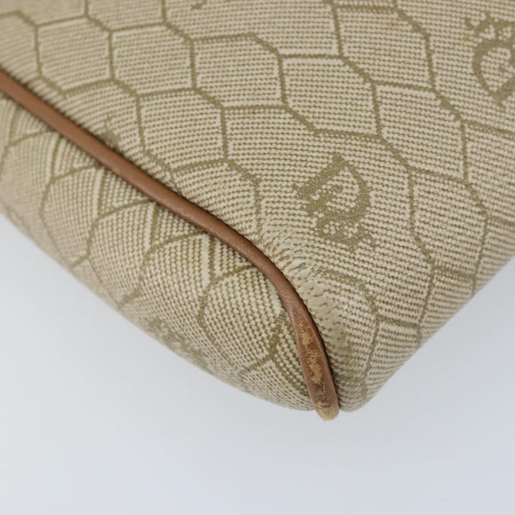 Christian Dior Honeycomb Canvas Shoulder Bag PVC Beige Silver Auth ep13977