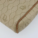 Christian Dior Honeycomb Canvas Shoulder Bag PVC Beige Silver Auth ep13977-12