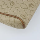 Christian Dior Honeycomb Canvas Shoulder Bag PVC Beige Silver Auth ep13977-13