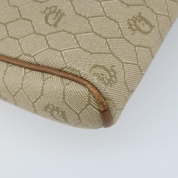 Christian Dior Honeycomb Canvas Shoulder Bag PVC Beige Silver Auth ep13977
