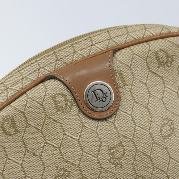 Christian Dior Honeycomb Canvas Shoulder Bag PVC Beige Silver Auth ep13977