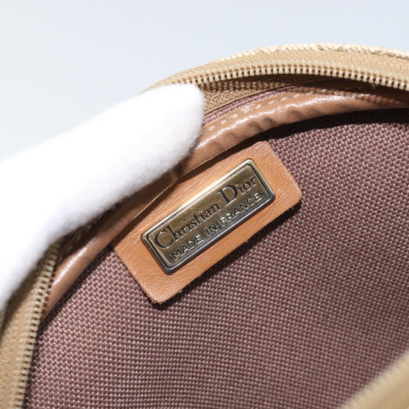 Christian Dior Honeycomb Canvas Shoulder Bag PVC Beige Silver Auth ep13977