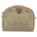 Christian Dior Honeycomb Canvas Shoulder Bag PVC Beige Silver Auth ep13977-2