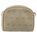 Christian Dior Honeycomb Canvas Shoulder Bag PVC Beige Silver Auth ep13977-3