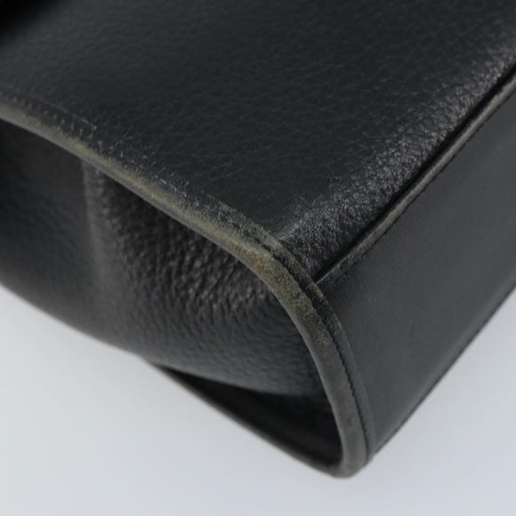 Burberrys Hand Bag Leather Black Silver Auth ep13978