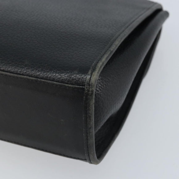 Burberrys Hand Bag Leather Black Silver Auth ep13978