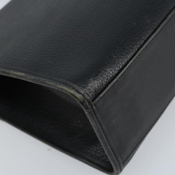 Burberrys Hand Bag Leather Black Silver Auth ep13978