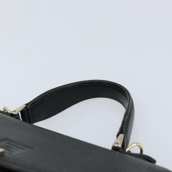 Burberrys Hand Bag Leather Black Silver Auth ep13978