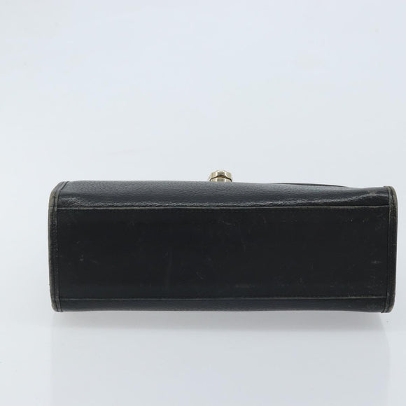 Burberrys Hand Bag Leather Black Silver Auth ep13978