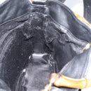 GUCCI Bamboo Hand Bag Leather 2way Black Gold 001 1998 1638 Auth ep13979-21