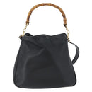 GUCCI Bamboo Hand Bag Leather 2way Black Gold 001 1998 1638 Auth ep13979-13