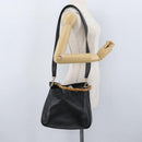 GUCCI Bamboo Hand Bag Leather 2way Black Gold 001 1998 1638 Auth ep13979-23