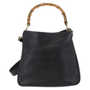 GUCCI Bamboo Hand Bag Leather 2way Black Gold 001 1998 1638 Auth ep13979-2