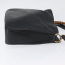 GUCCI Bamboo Hand Bag Leather 2way Black Gold 001 1998 1638 Auth ep13979-3