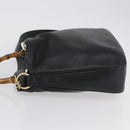 GUCCI Bamboo Hand Bag Leather 2way Black Gold 001 1998 1638 Auth ep13979-4