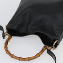 GUCCI Bamboo Hand Bag Leather 2way Black Gold 001 1998 1638 Auth ep13979-6