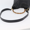 GUCCI Bamboo Hand Bag Leather 2way Black Gold 001 1998 1638 Auth ep13979-8