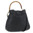 GUCCI Bamboo Hand Bag Leather 2way Black Gold 001 3754 1577 Auth ep13982-1
