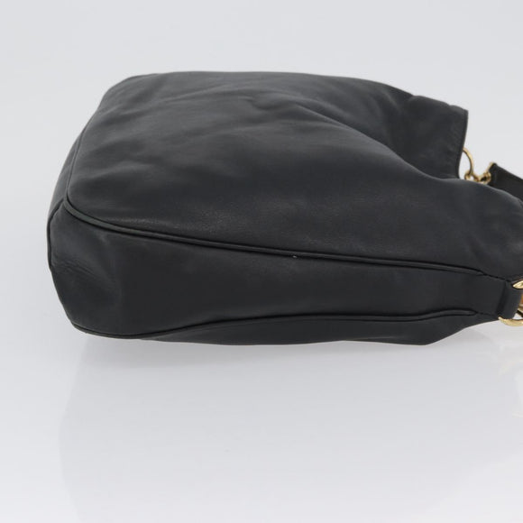 GUCCI Bamboo Hand Bag Leather 2way Black Gold 001 3754 1577 Auth ep13982