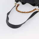 GUCCI Bamboo Hand Bag Leather 2way Black Gold 001 3754 1577 Auth ep13982-8