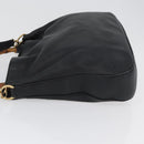 GUCCI Bamboo Shoulder Bag Leather 2way Black Gold 001 1577 Auth ep13983-4