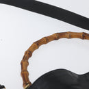 GUCCI Bamboo Shoulder Bag Leather 2way Black Gold 001 1577 Auth ep13983-8
