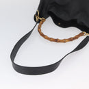 GUCCI Bamboo Shoulder Bag Leather 2way Black Gold 001 1577 Auth ep13983-9
