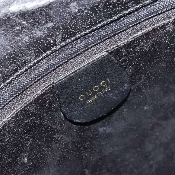 GUCCI Bamboo Hand Bag Leather Black Gold 001 1998 1638 Auth ep13986