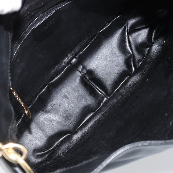 GUCCI Bamboo Hand Bag Leather Black Gold 001 1998 1638 Auth ep13986