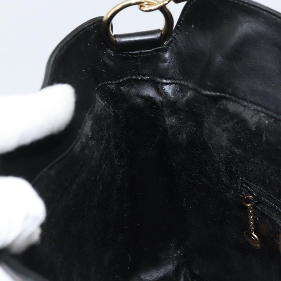 GUCCI Bamboo Hand Bag Leather Black Gold 001 1998 1638 Auth ep13986
