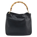 GUCCI Bamboo Hand Bag Leather Black Gold 001 1998 1638 Auth ep13986-13