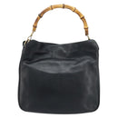 GUCCI Bamboo Hand Bag Leather Black Gold 001 1998 1638 Auth ep13986-2