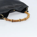 GUCCI Bamboo Hand Bag Leather Black Gold 001 1998 1638 Auth ep13986-7