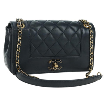 CHANEL Matelasse 21 Chain Shoulder Bag Lamb Skin Navy Gold CC Auth ep14000SAM