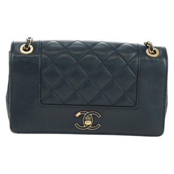 CHANEL Matelasse 21 Chain Shoulder Bag Lamb Skin Navy Gold CC Auth ep14000SAM - 0