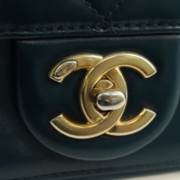 CHANEL Matelasse 23 Chain Bag Lamb Skin 2way Navy Gold CC Auth ep14001SAM