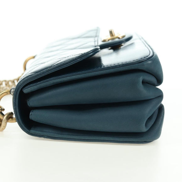 CHANEL Matelasse 23 Chain Bag Lamb Skin 2way Navy Gold CC Auth ep14001SAM
