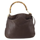 GUCCI Bamboo Shoulder Bag Leather 2way Brown Gold 001 2404 1577 Auth ep14006-13