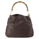 GUCCI Bamboo Shoulder Bag Leather 2way Brown Gold 001 2404 1577 Auth ep14006-2