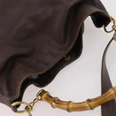 GUCCI Bamboo Shoulder Bag Leather 2way Brown Gold 001 2404 1577 Auth ep14006-6