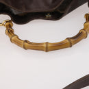 GUCCI Bamboo Shoulder Bag Leather 2way Brown Gold 001 2404 1577 Auth ep14006-8
