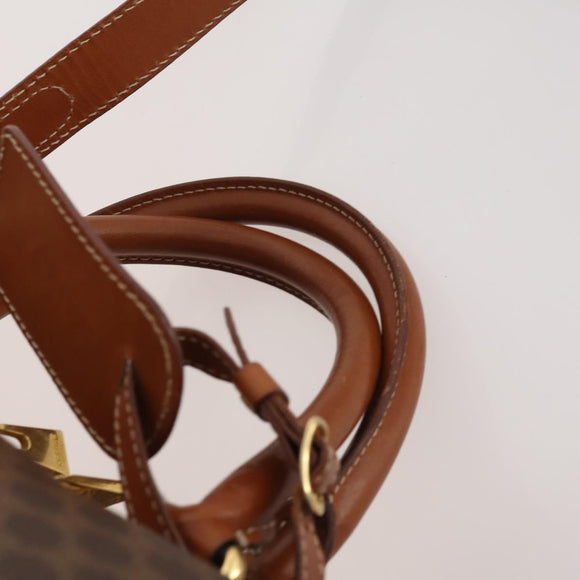 CELINE Macadam Canvas Boston Bag PVC Leather 2way Brown Gold Auth ep14007