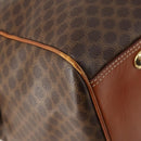 CELINE Macadam Canvas Boston Bag PVC Leather 2way Brown Gold Auth ep14007-9