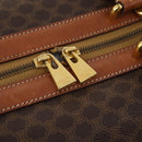 CELINE Macadam Canvas Boston Bag PVC Leather 2way Brown Gold Auth ep14007-20