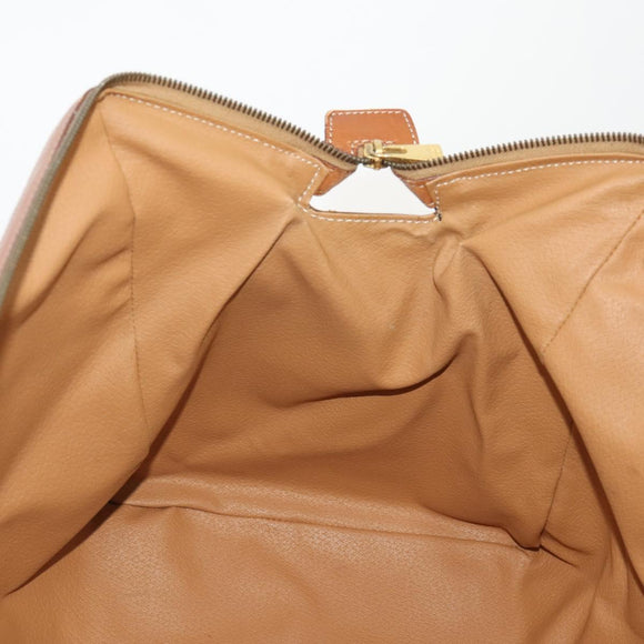CELINE Macadam Canvas Boston Bag PVC Leather 2way Brown Gold Auth ep14007