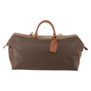 CELINE Macadam Canvas Boston Bag PVC Leather 2way Brown Gold Auth ep14007-13