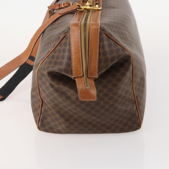 CELINE Macadam Canvas Boston Bag PVC Leather 2way Brown Gold Auth ep14007