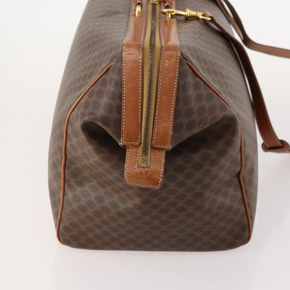 CELINE Macadam Canvas Boston Bag PVC Leather 2way Brown Gold Auth ep14007