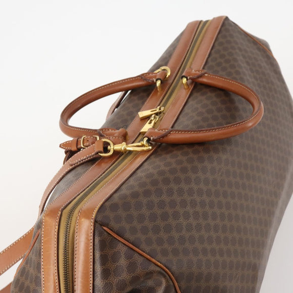 CELINE Macadam Canvas Boston Bag PVC Leather 2way Brown Gold Auth ep14007