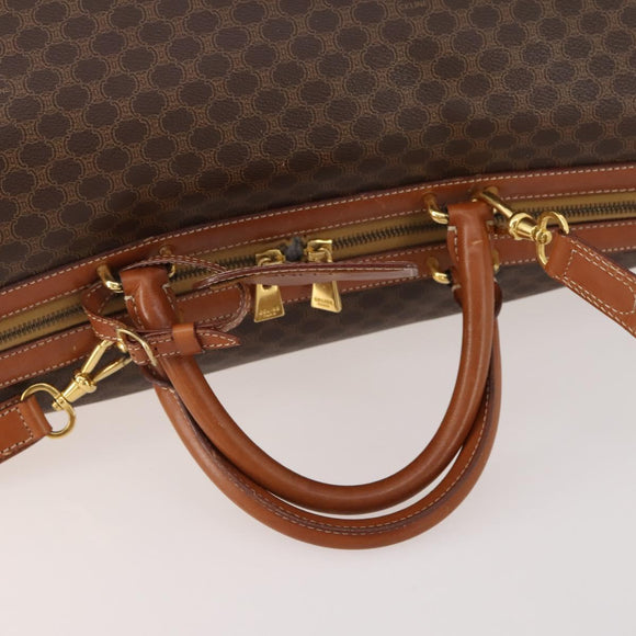 CELINE Macadam Canvas Boston Bag PVC Leather 2way Brown Gold Auth ep14007